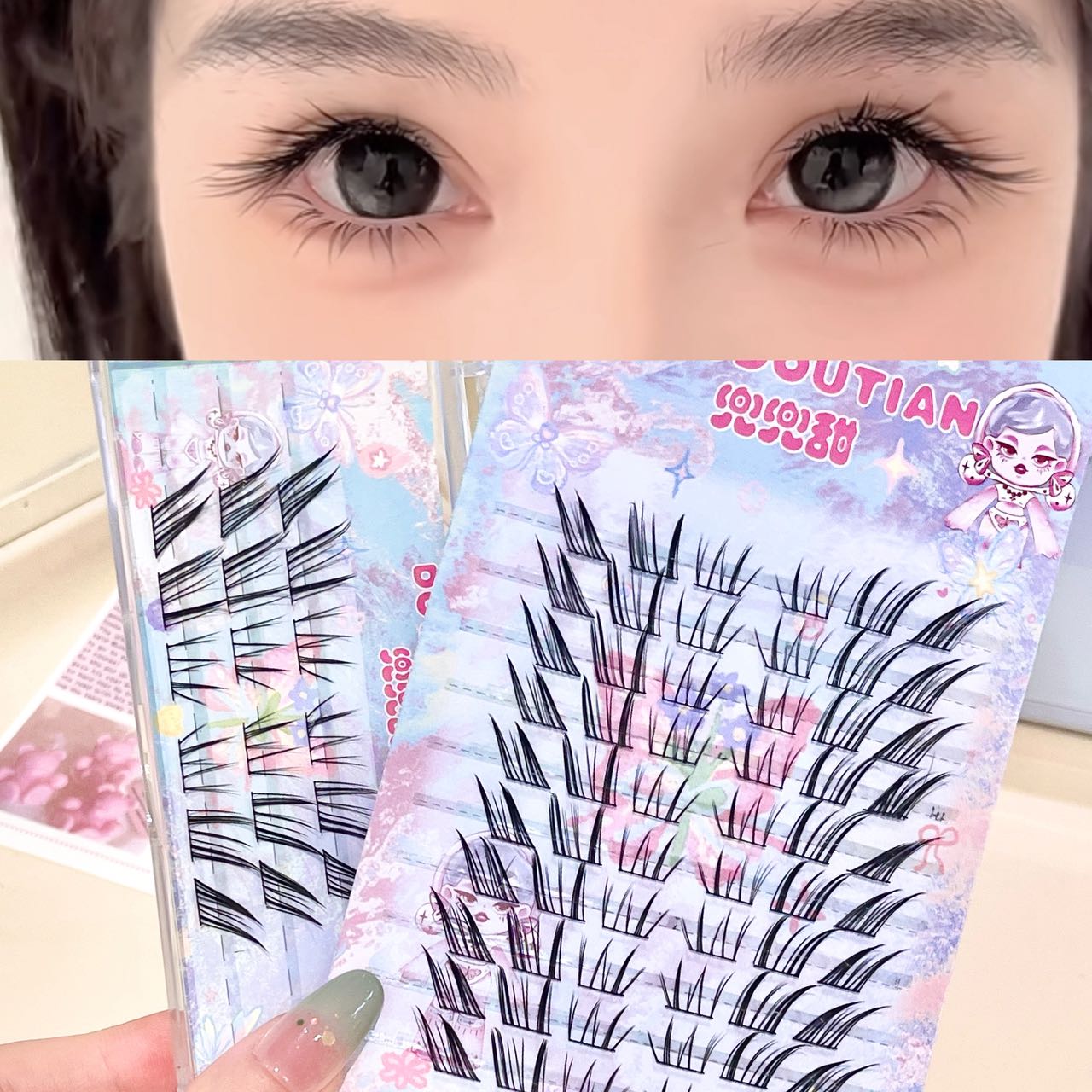 Eyelash Extension Natural - Doudoutian Cool Cat Slanted False Lashes