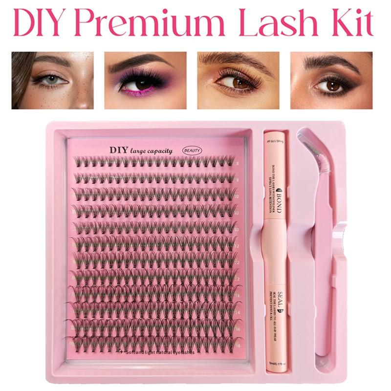 Eyelash Extension Volume Lashes - Mink Eyelash Clusters Kit for Thick
