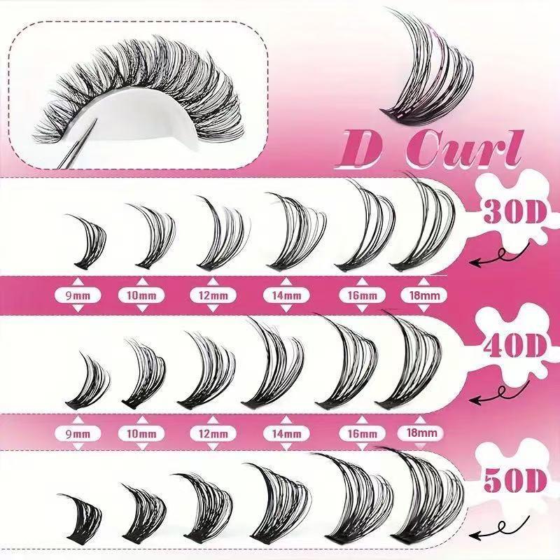 Eyelash Extension Volume Lashes - Professional D Curl Cluster Lashes Kit
