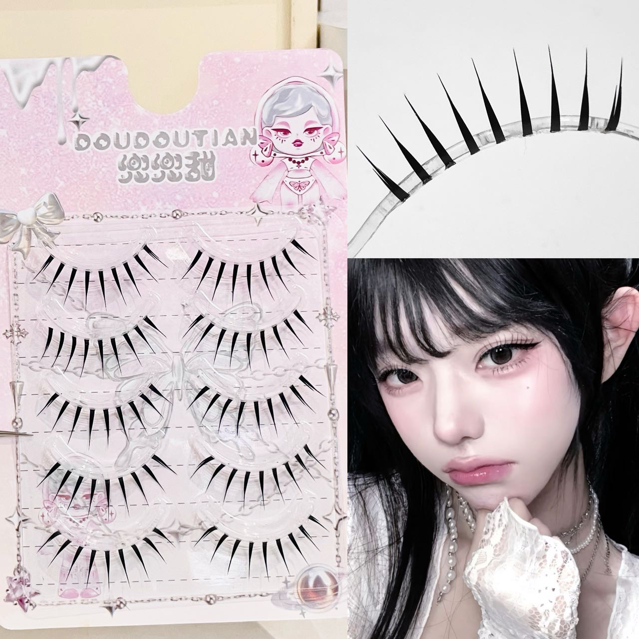 Eyelash Extension Natural - Doudoutian Wet Look Spiky Full Strip