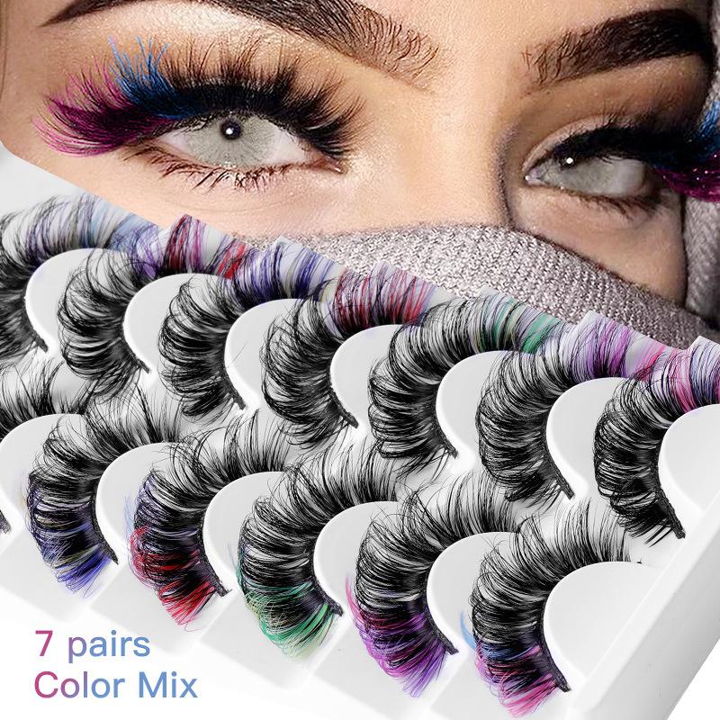 7 Pairs Colorful False Eyelash - Eyelash Extension Volume Lashes recension och pris